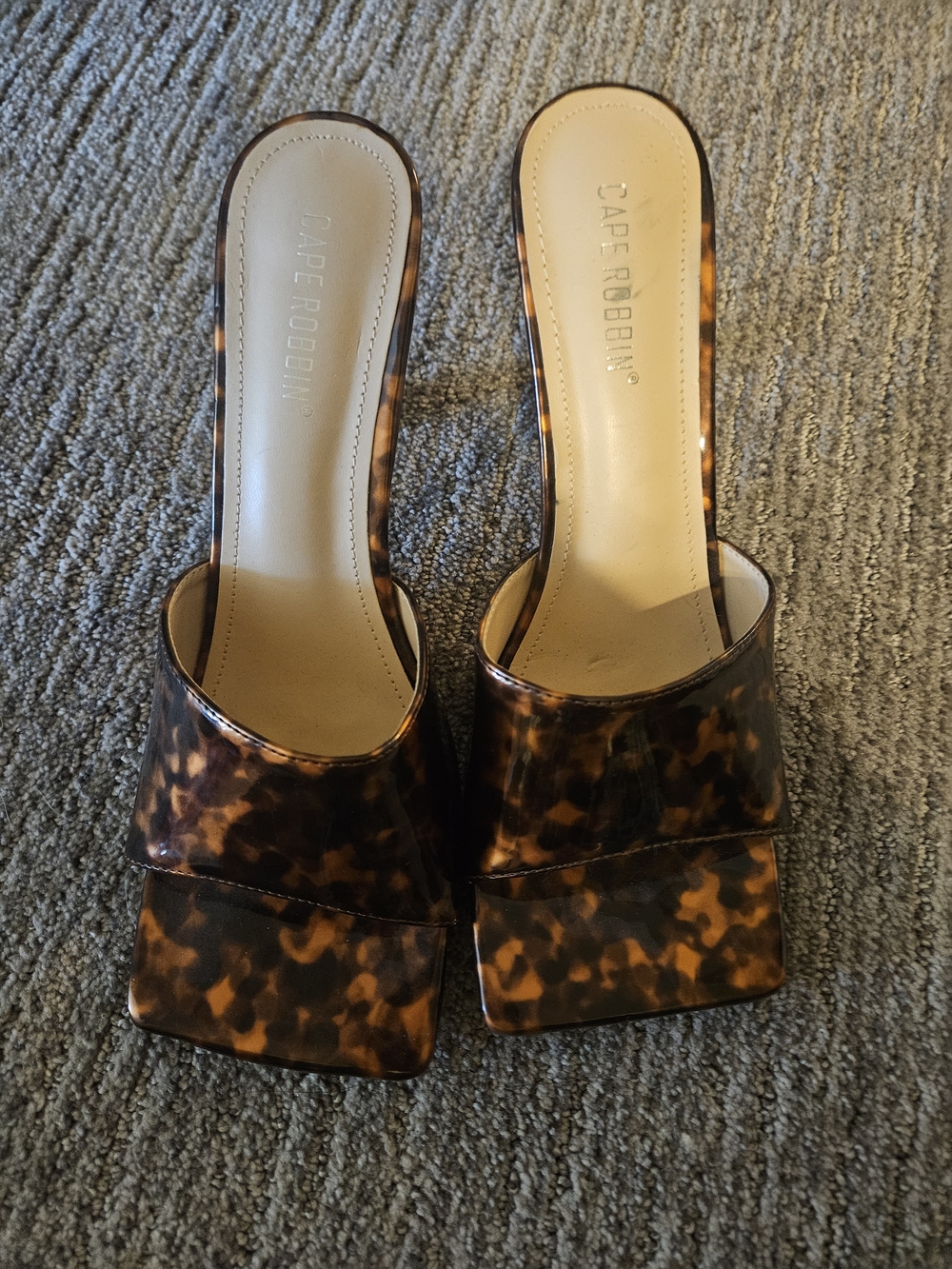 Cape Robbin Tortoise-Print Square Toe Slide Mules - Brown